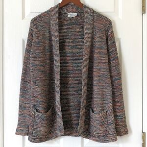Kimlon 80's Vintage Chunky Rainbow Space Dye Knit Open Front Cardigan Sweater S